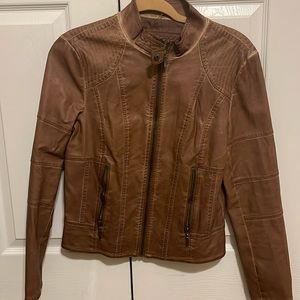 Brown faux  Leather Jacket / size Medium